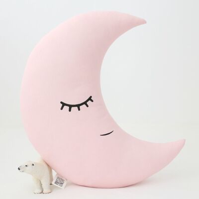 Coussin croissant de lune rose pâle