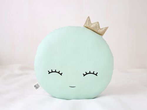 Light Mint Full Moon Cushion With Gold Crown