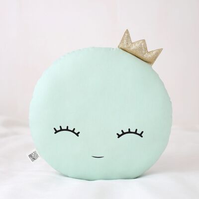 Light Mint Full Moon Cushion With Gold Crown