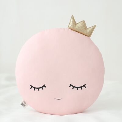 Pale Pink Full Moon Cushion With Gold Crown