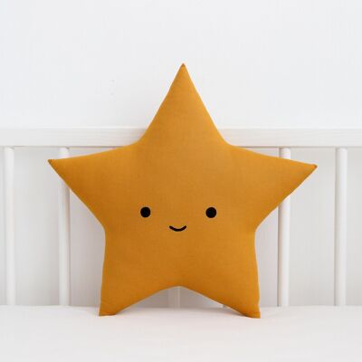 Smiling Mustard Star Cushion