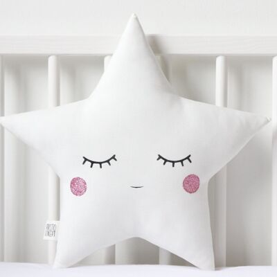 Coussin Sleepy White Star aux joues roses