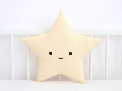Open Eyes Pastel Yellow Star Cushion