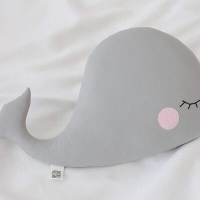 Gray Whale Cushion With Pale Pink Cheeks
