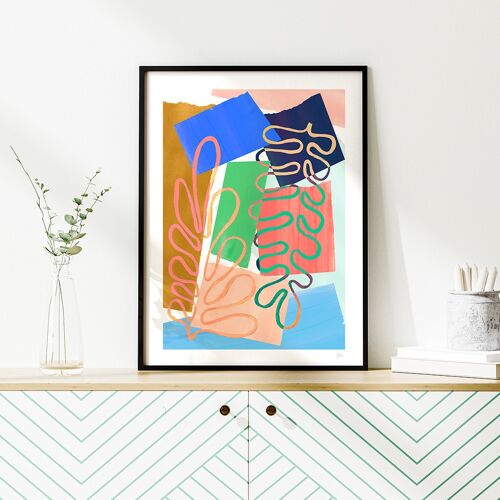 Modern Leaf Abstract Art Print A3 29.7 x 42cm