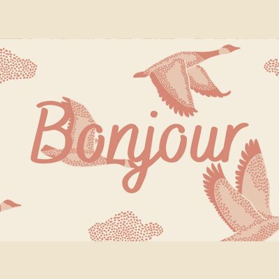 Tarjeta Birdy Bonjour - hecha en Francia