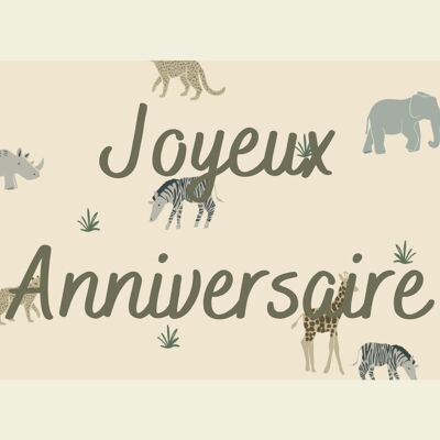Savane Happy Birthday Karte – hergestellt in Frankreich