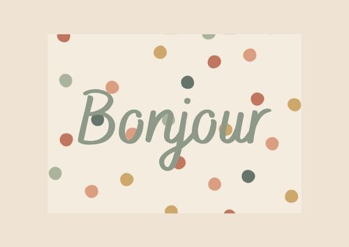 Carte Confettis Bonjour - fabriquée en France