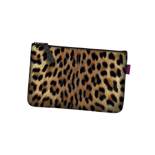 Leopard Pochette In Anthracite Felt Pocket Line Bertoni