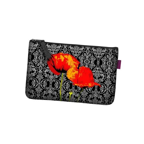 Poppies Pochette In Anthracite Felt Pocket Line Bertoni