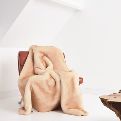 Gold Coast faux fur throw with wool-cashmere lining Camel