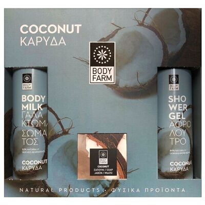 Cadeauverpakking kokos (Bodylotion, douchegel & bodyscrub)