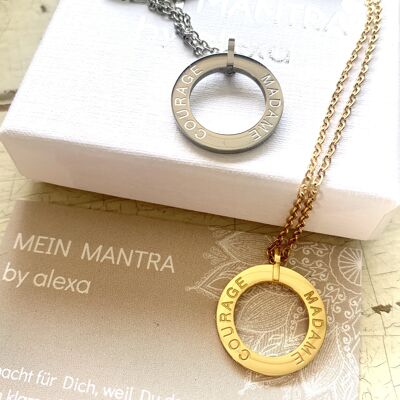 "MADAME COURAGE" MANTRA NECKLACE stainless steel silver/gold 45+5cm