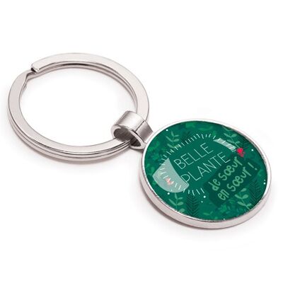 Silver key ring message Sister - Winter Wood