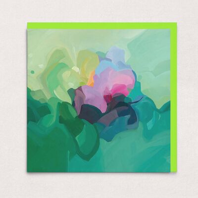 Tarjeta de felicitación abstracta | Arte abstracto verde | Tarjeta verde jade