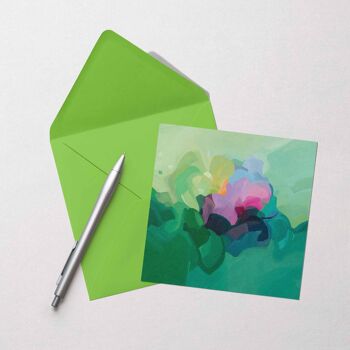 Carte de vœux abstraite | Art abstrait vert | Carte verte jade 3