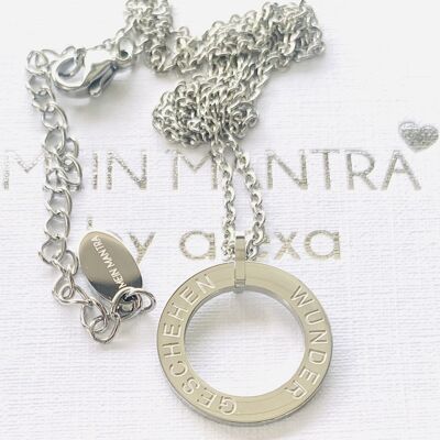 "MIRACLES HAPPEN" MANTRA NECKLACE stainless steel silver/gold 45+5cm