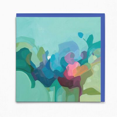 Carte de voeux abstraite vert menthe | Carte d'art abstrait
