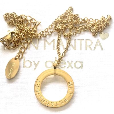 "COURAGE DECISIONS" MANTRA NECKLACE stainless steel silver/gold 45+5cm