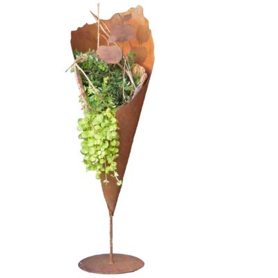 Blooming plant bag "Rostical" | with rod on base plate | 83cm | Patina garden decoration plant vase