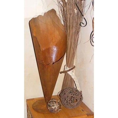Vaso da terra con decorazione ruggine | 60 cm | su piastra di base | Borsa per piante da giardino in patina in metallo