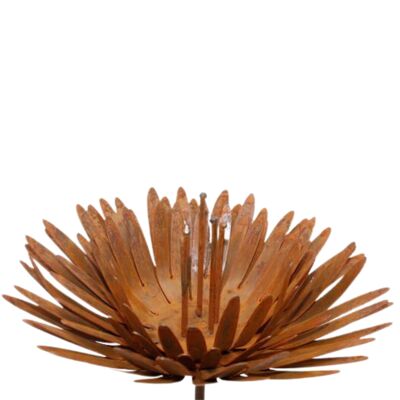 Edelrost Blume Gartenstecker | Chrysantheme am Stab aus Metall