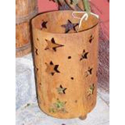 Patina decorative stars lantern | 35cm x 15cm | Rusty metal lantern