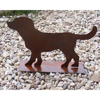 Decorazione in metallo cane "Lumpi" in patina | Figura color ruggine per decorazione da giardino