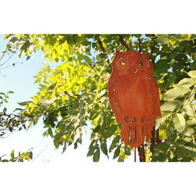 Decorative patina garden stake owl | 28cm x 15cm | rust metal figure