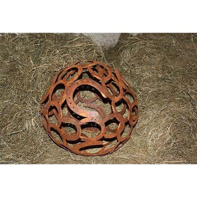 Palla a ferro di cavallo arrugginita | diametro 40 cm | Decorazione da giardino patinata