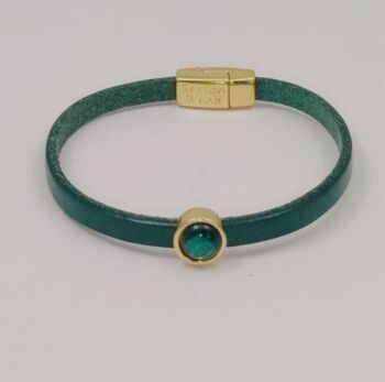 Bracelet cuir intemporel vert émeraude 2