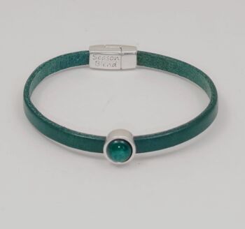 Bracelet cuir intemporel vert émeraude 3