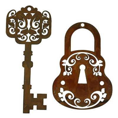 Decorative padlock with key | Nostalgic decorative hangers | in set