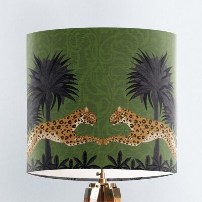 Lampshade pack of 2 regular & classic size - Leaping leopard green