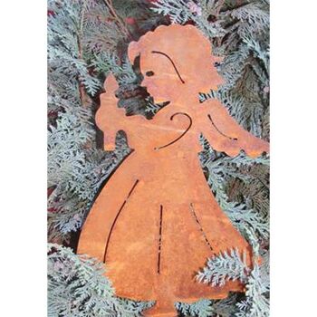Décoration de Noël ange avec bougie | pendre | 14 cm x 10 cm | Figurine ange déco rouille 4