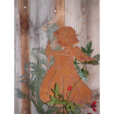Christmas decoration angel with candle | to hang | 14cm x 10cm | Rust deco angel figure