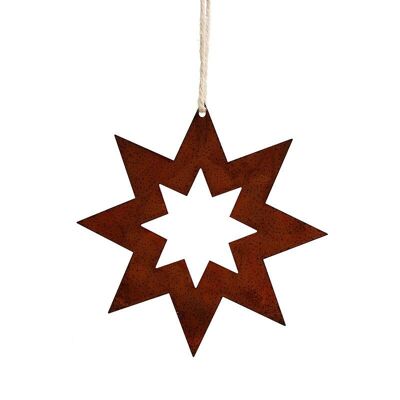 Navidad | herrumbre decoración navideña estrella abierta | para colgar | 15cm x 15cm