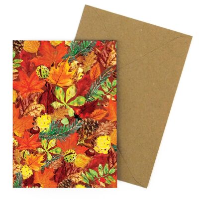 Hojas caídas de otoño Tarjetas de felicitación