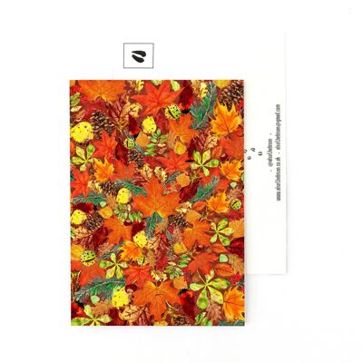 Autumna gefallene Blätter-Druck-Postkarte