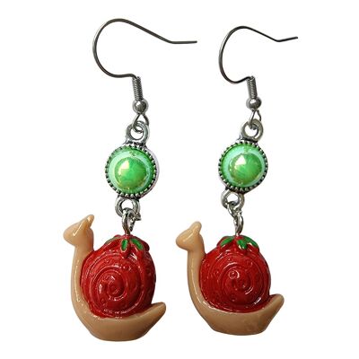 Boucles d'Oreilles Escargot Fraise