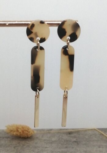 boucles d'oreilles - Resine 2 - or/taupe 2