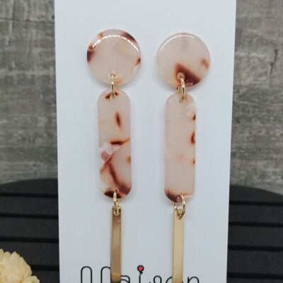 boucles d'oreilles - Resine 4 - doré/rose