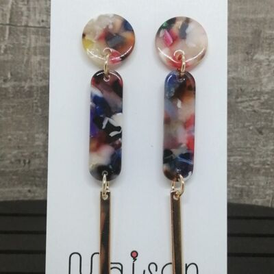 earrings - Resine 5 - gold/multicolor