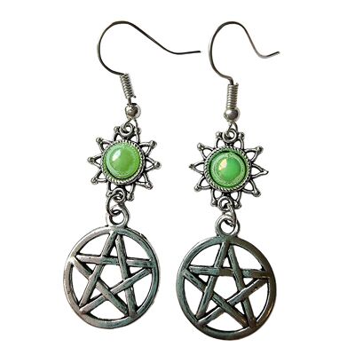 Orecchini Pentagramma in Argento - Verde