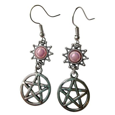 Pendientes Pentagrama Plata - Rosa