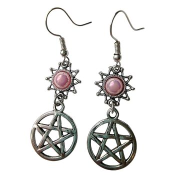 Boucles d'oreilles Pentagramme en Argent - Rose