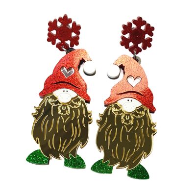 Boucles d'Oreilles Acrylique Elfe de Noël
