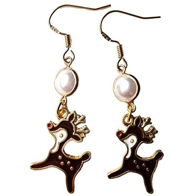 Aretes con colgante de pequeño Rudolph