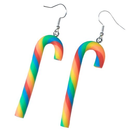 Take a trip down Candy Cane Lane Earrings - Rainbow