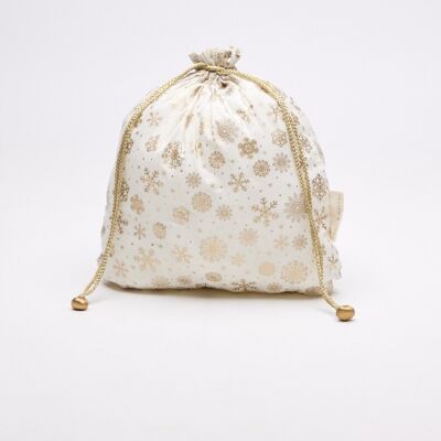 Fabric Gift Bags Double Drawstring -  Gold Frost (Large)